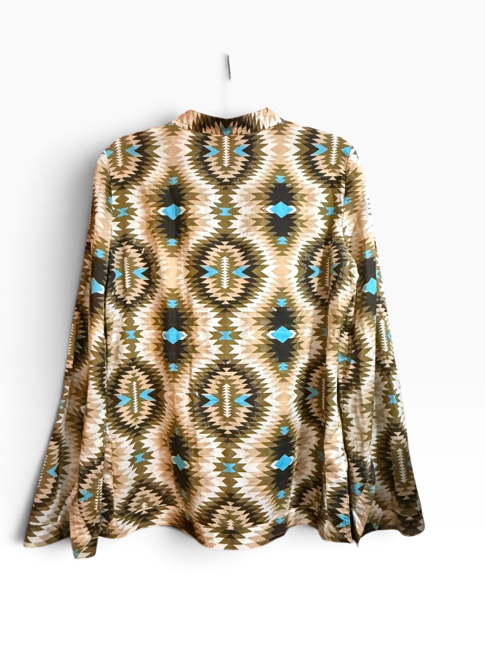 Tory Burch Geometric Print Embellished Cotton Tunic Top Size 10 - Picture 2 of 9